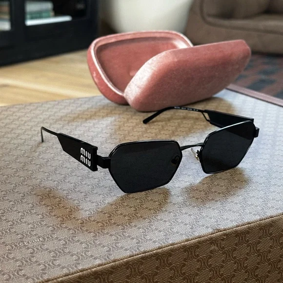 Miu Miu Black Geometric Sunglasses